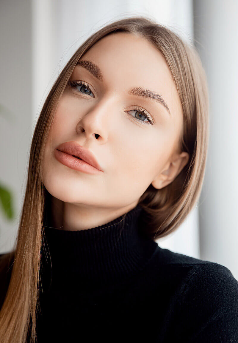 Woman with long straight hair