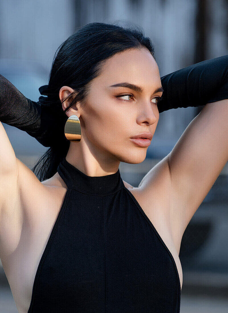 elegant woman in a black dress