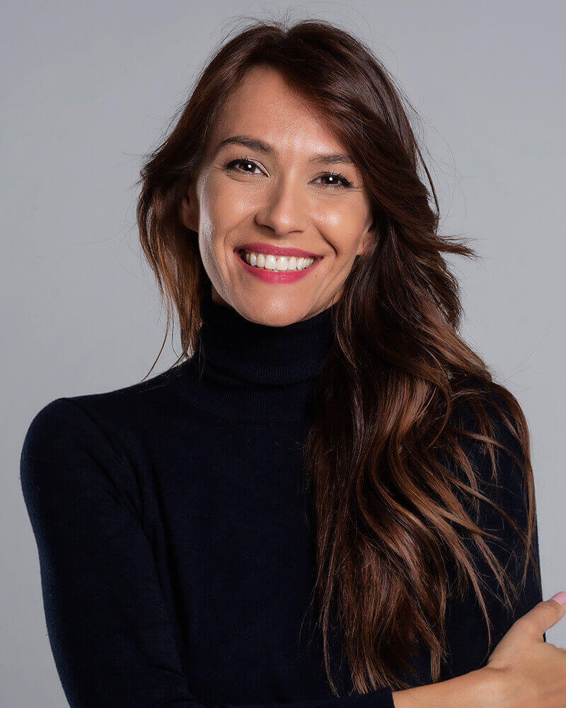 Woman in a black long sleeve shirt